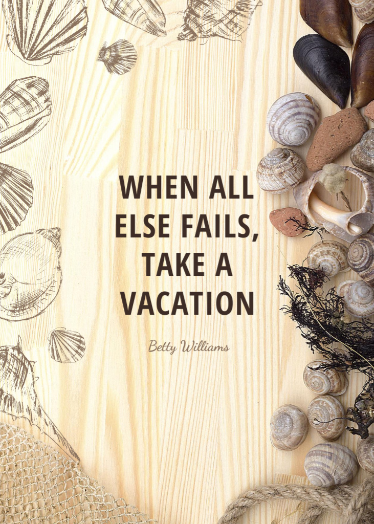 Vacation Inspiration Text on Beige Postcard 5x7in Vertical Design Template