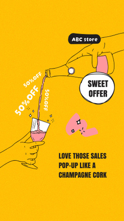 Plantilla de diseño de Sale announcement with Champagne Instagram Story 