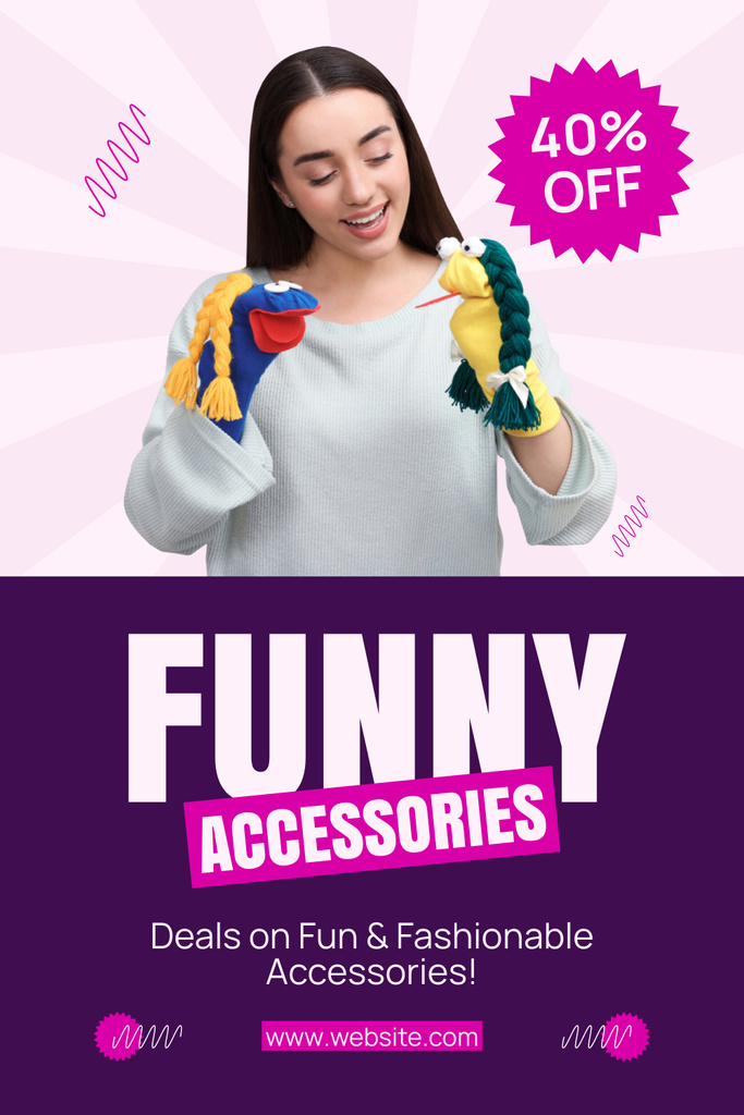Ontwerpsjabloon van Pinterest van Discount Offer on Funny Accessories Sale
