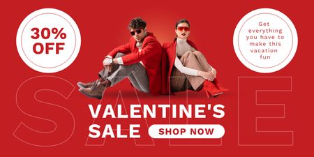 Valentine's Day Sale with Stylish Couple Twitter Design Template