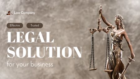 Law Company Services Offer with Justice Statue Title – шаблон для дизайну