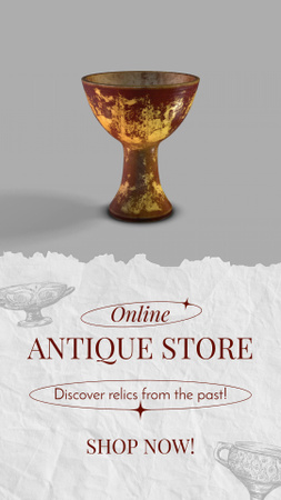 Designvorlage Online-Antiquitätengeschäft mit wertvollem Dekor und Vasen für Instagram Video Story