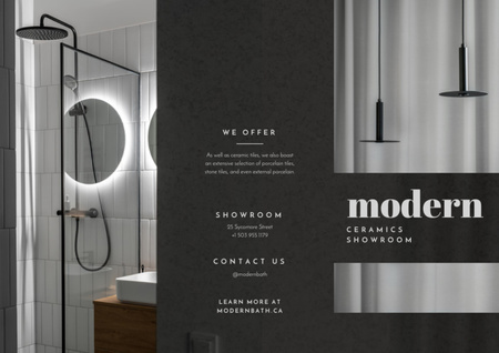Stylish Modern Bathroom Interior Brochure Πρότυπο σχεδίασης