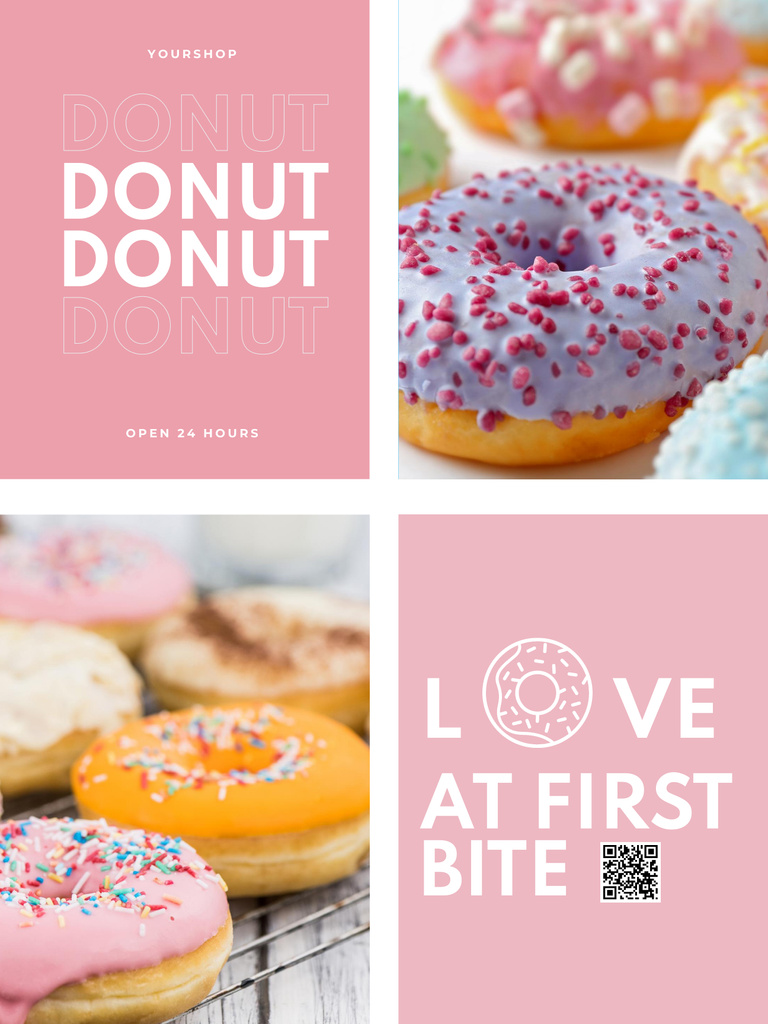 Donuts with Different Sweet Glaze Poster USデザインテンプレート