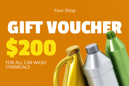 Offer of Car Wash Chemicals Gift Certificate Design Template