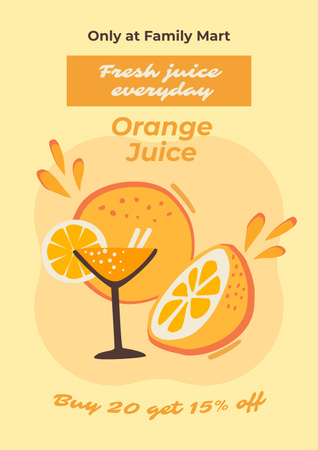 Plantilla de diseño de Fresh Orange Juice Sale Offer With Illustration Poster 