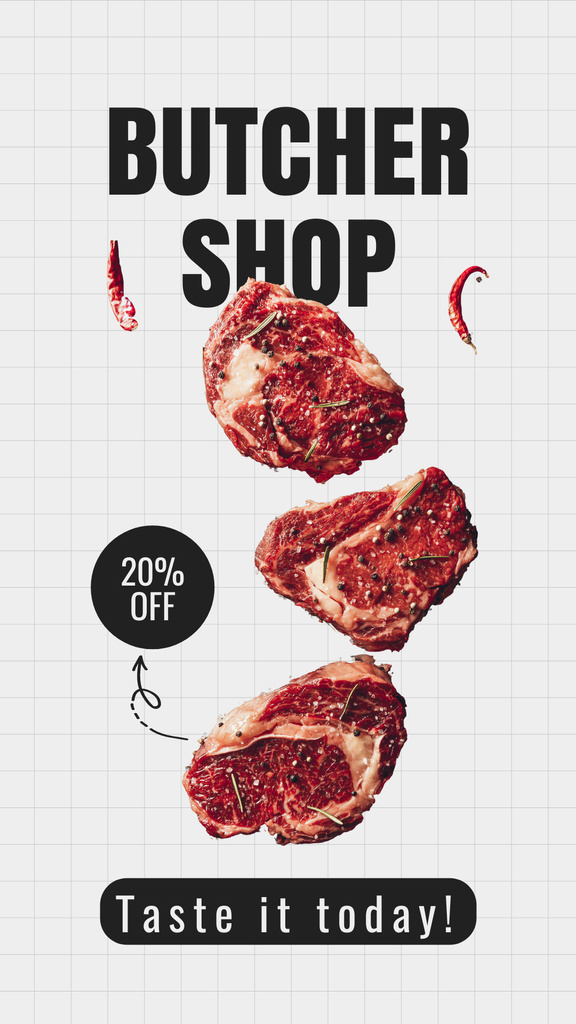 Designvorlage Taste Best Meat Pieces for Barbecue für Instagram Story