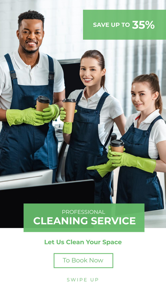 Ontwerpsjabloon van Instagram Story van Professional Cleaning Service Team
