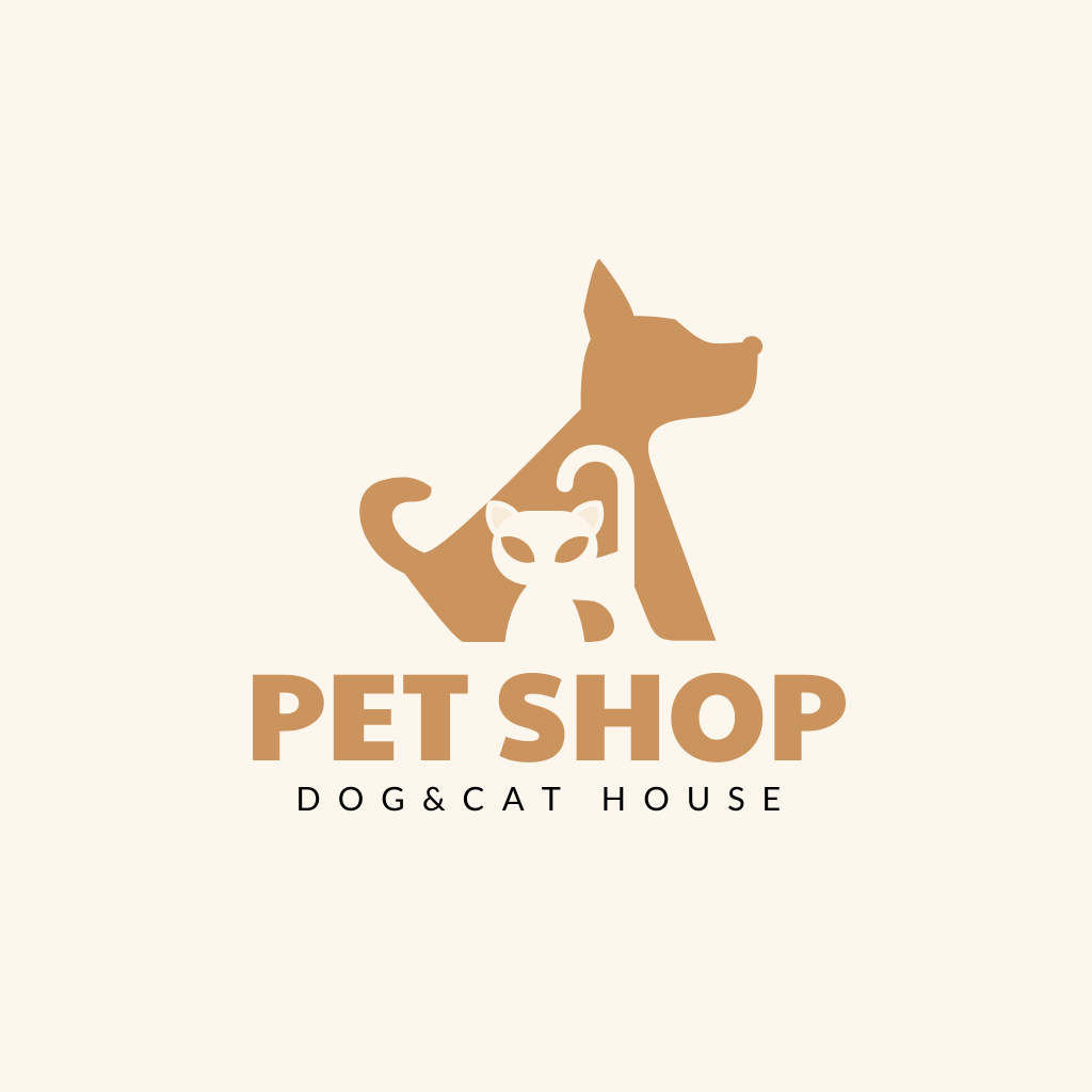 Pet Shop Ad with Cute Dog and Cat Logo Modelo de Design