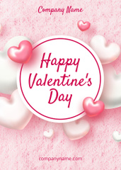 Valentine's Day Congratulations With Pink 3d Hearts