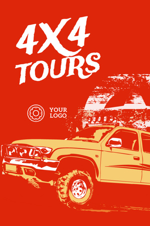 Extreme Off-Road Trips Ad Postcard 4x6in Vertical Design Template