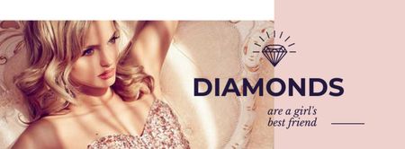 Jewelry Ad with Woman in shiny dress Facebook cover Design Template