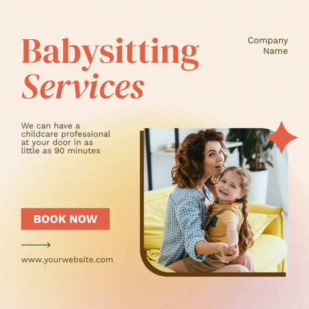 Babysitting Service Offer on Beige Instagram tervezősablon