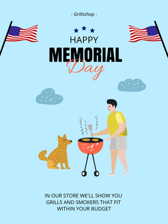 Memorial Day Observing Ad on Blue Poster US Design Template