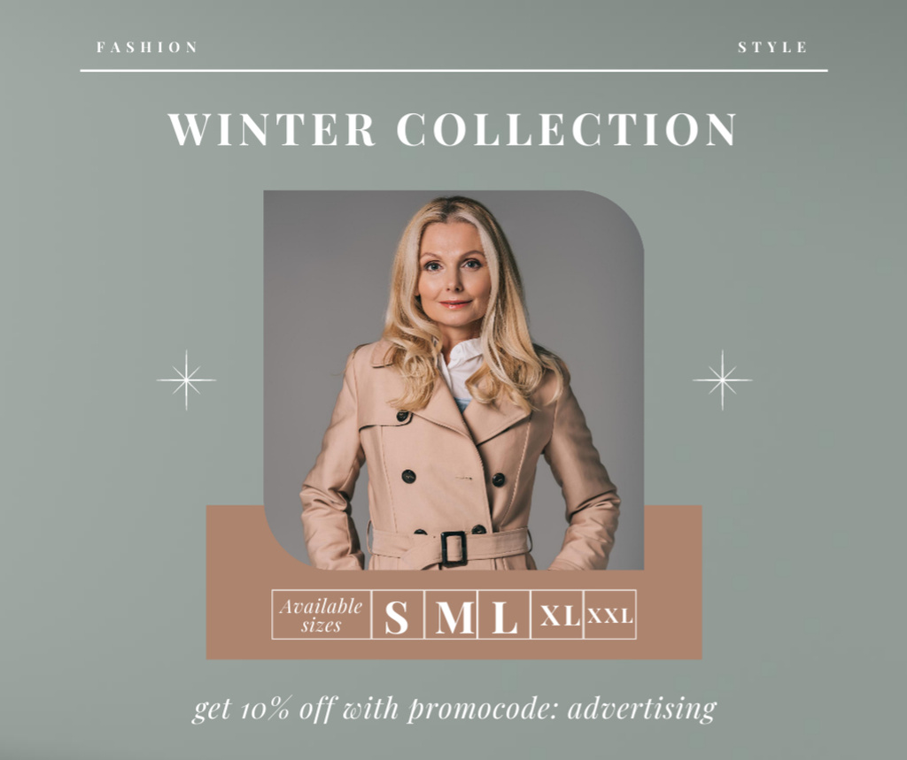 Designvorlage Discount Announcement for Women's Winter Collection für Facebook