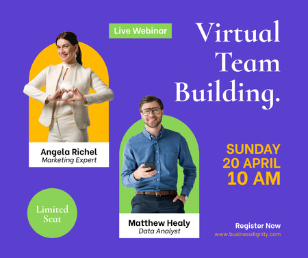 Virtual Team Building Event Announcement Facebook Design Template