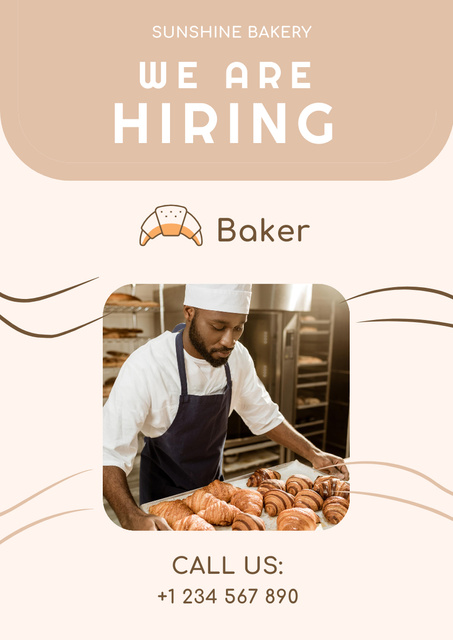 Highly Qualified Baker Job Position Open Poster A3 Design Template