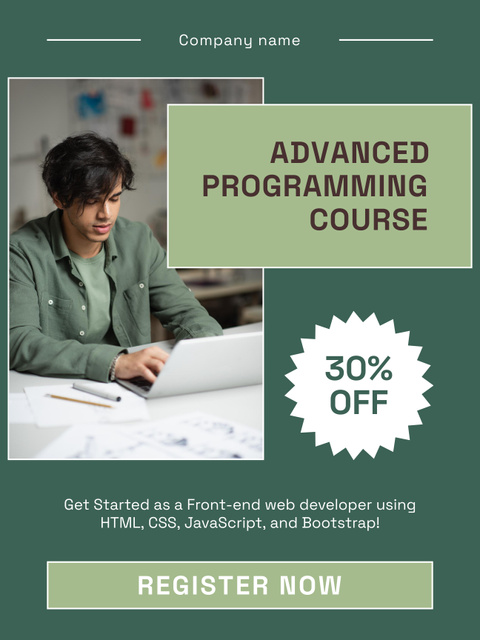 Man on Advanced Programming Course Poster US Design Template