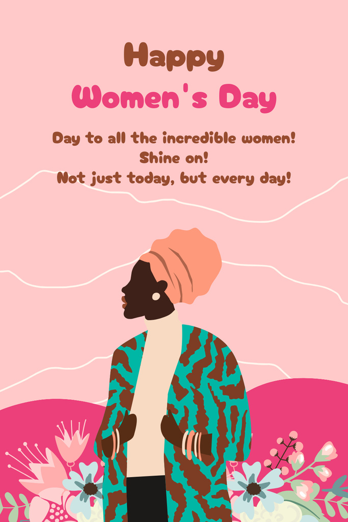 Women's Day Celebration with Creative Illustration Pinterestデザインテンプレート