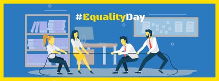 Plantilla de diseño de Equality Day Ad with Businesspeople tug of war Facebook cover 