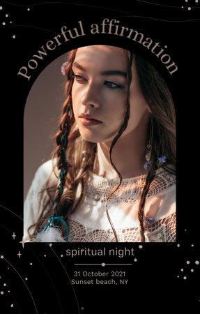 Spiritual Night With Young Woman Invitation 4.6x7.2in Design Template