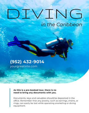 Scuba Diving Ad Poster 22x28in Modelo de Design