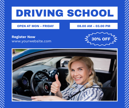 Driving School Couching Offer With Discount And Registration Facebook Modelo de Design