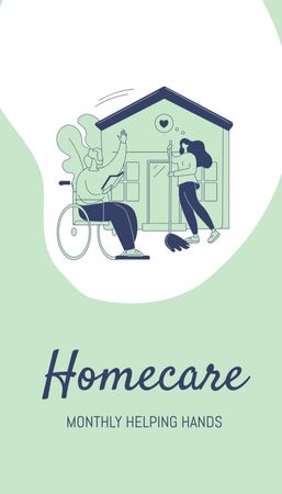 Designvorlage Werbung für den häuslichen Pflegedienst für Business Card US Vertical