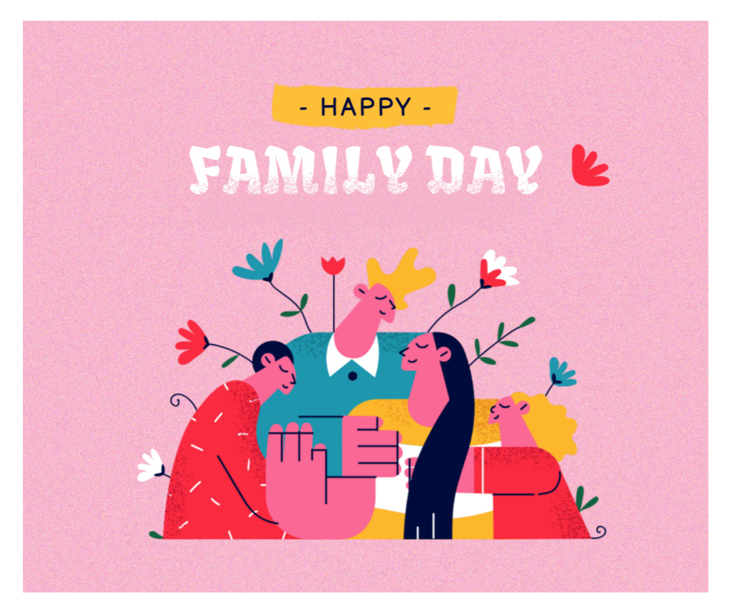 Family Day Inspiration with Cute Parents and Kids Facebook Tasarım Şablonu