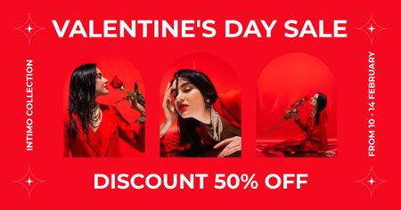 Collage with Valentine's Day Sale Facebook AD Design Template