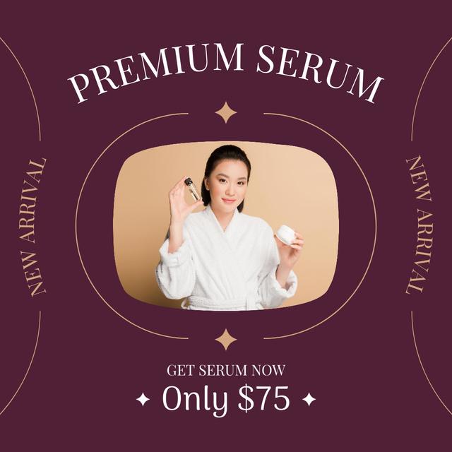 Template di design Premium Facial Serum Offer with Young Asian Woman Instagram