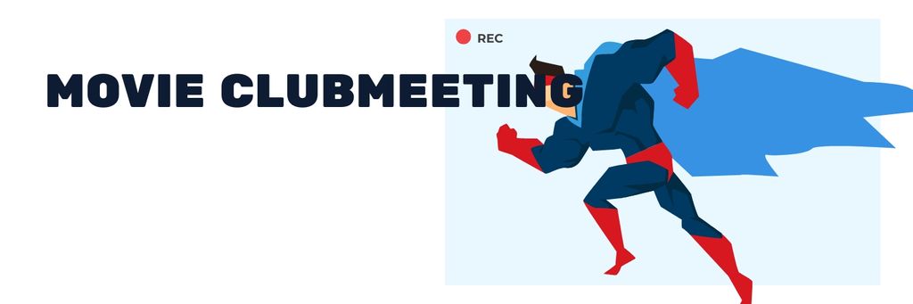 Movie Club Meeting Man in Superhero Costume Twitter Design Template