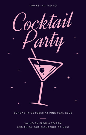 Cocktail Night Party in Bar Invitation 4.6x7.2in Design Template