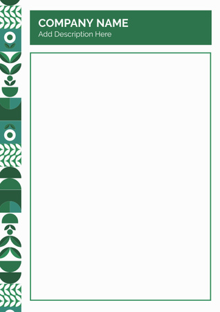 Designvorlage Leerer Rohling mit leuchtend grünem Ornament für Letterhead