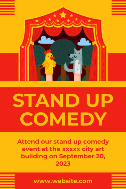 Comedy Show Announcement with Puppet Show Tumblr Design Template
