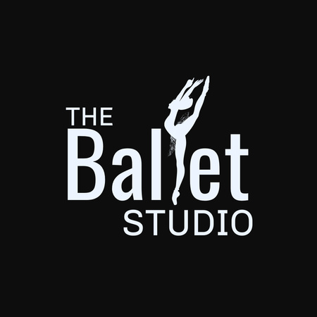 Template di design Annuncio di Ballet Studio con Silhouette di Ballerina Animated Logo