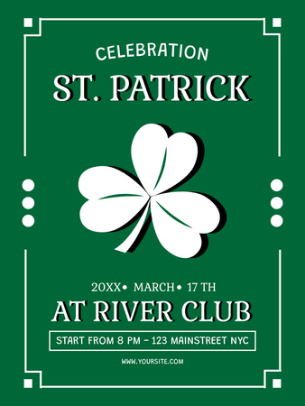 Pyhän Patrickin päivän juhlakutsu vihreässä Poster US Design Template
