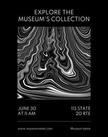 Museum Exhibition Announcement with Gray Abstraction Poster 22x28in – шаблон для дизайну