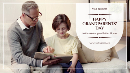 Happy Grandfather Reading Book to Granddaughter Full HD videoデザインテンプレート