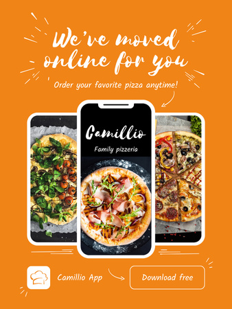Online Pizza App Offer Poster US Design Template