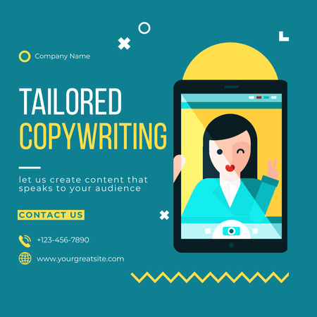 Content Copywriting Service Offer With Tablet Instagram Design Template