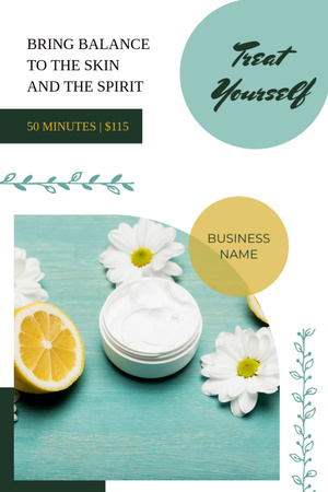 Plantilla de diseño de Tarro de crema con chamomiles para anuncio de salón de spa Tumblr 