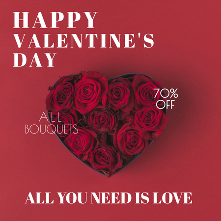 Beautiful Roses Heart for Valentine's Day Instagram tervezősablon