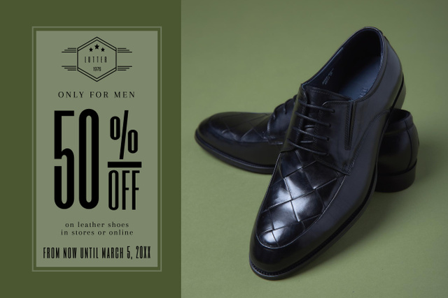 Designvorlage Discount on Fashion Men’s Shoes für Poster 24x36in Horizontal