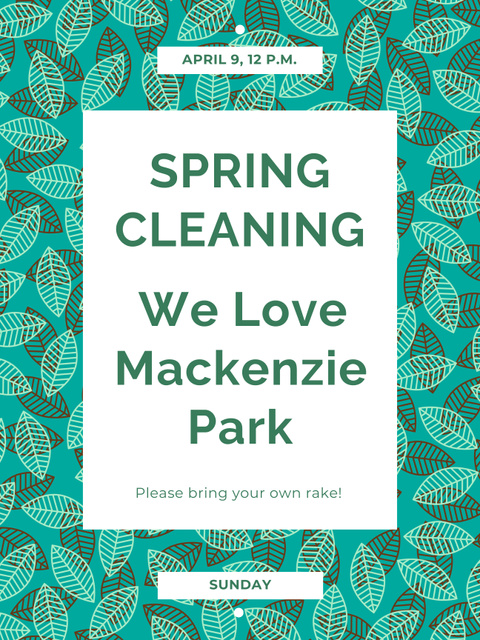 Spring Cleaning Event Invitation Green Floral Texture Poster US Šablona návrhu