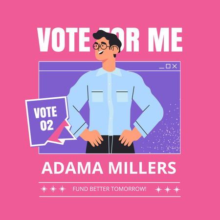 Ilustrovaná výzva k hlasování pro chlapa Instagram Šablona návrhu