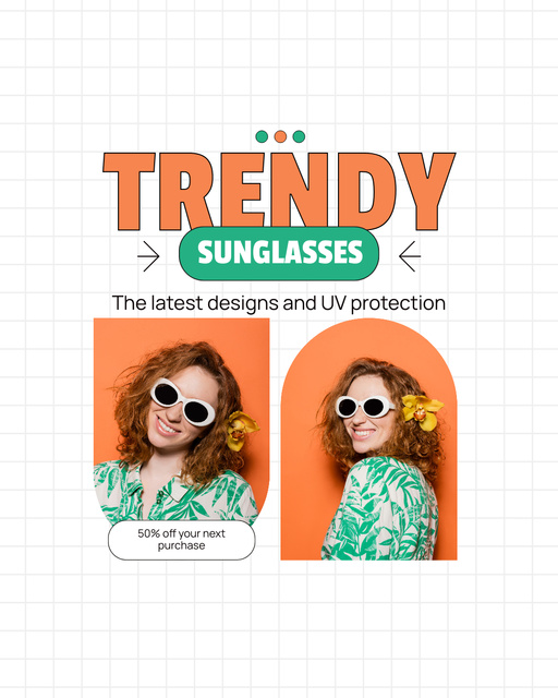 Designvorlage Latest Trendy Women's Sunglasses Sale Announcement für Instagram Post Vertical