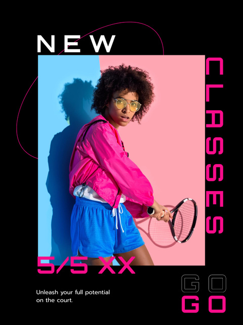 Fitness Classes ad with Woman in Sport Clothes Poster US Πρότυπο σχεδίασης