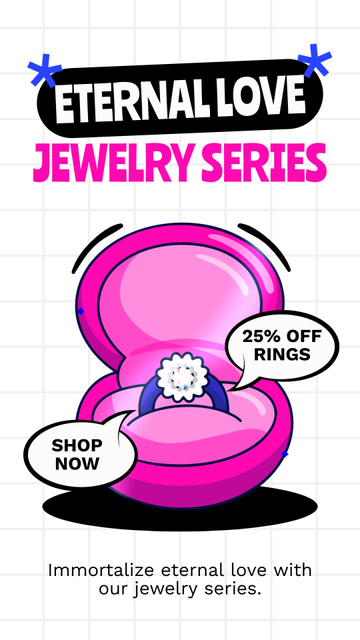 Plantilla de diseño de Precious Jewelry And Rings At Discounted Rates Due Valentine's Day Instagram Video Story 