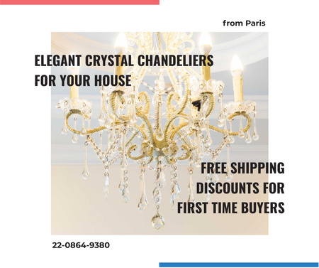 Elegant crystal Chandelier offer Facebook Design Template